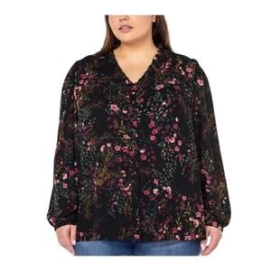 Well Worn Women's Floral Button Front Blouse Size 3X NWT